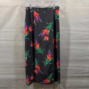 Joan Leslie Skirt Women Sz 10 Floral Silk Artsy Pull On Midi A-Line Boho